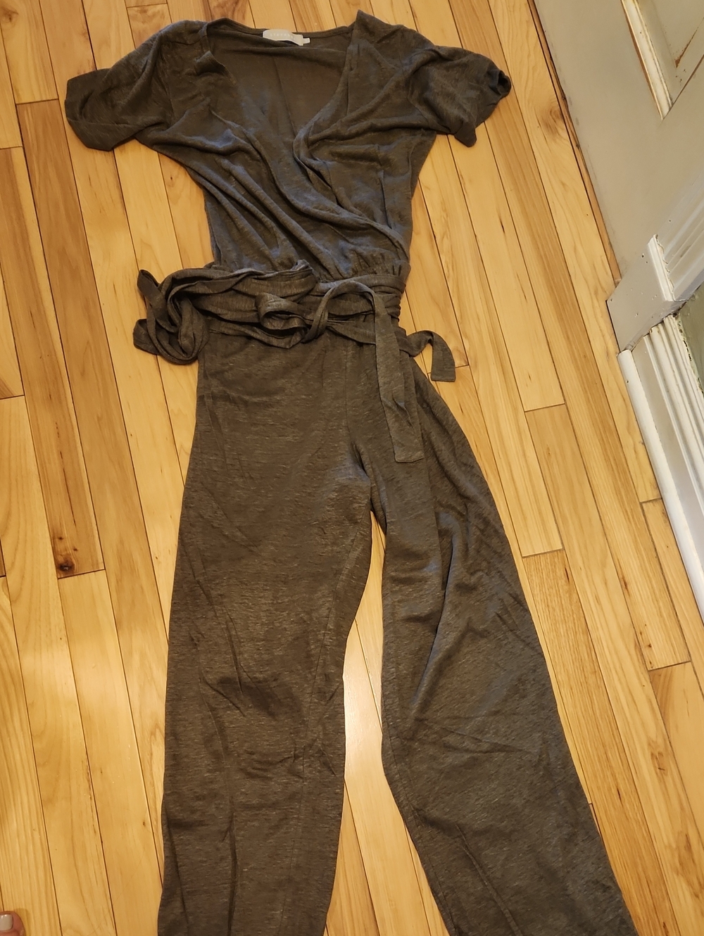 Stefanel Olive Green Linen Jumpsuit with Tie Waist